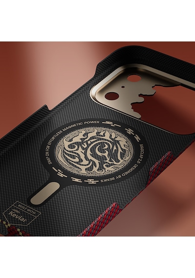 Apple iPhone 17 Pro Max Kılıf M-safe Uyumlu Karbon Fiber Benks Knight Armorair Kevlar Kapak Kırmızı Kırmızı