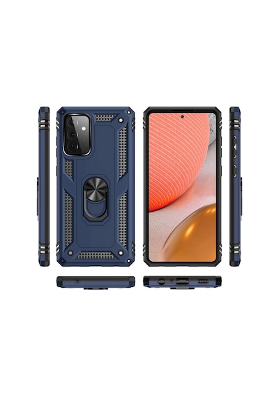 Cosmotex Newface Samsung Galaxy Uyumlu  A72 Kılıf Sofya Yüzüklü Silikon Kapak - Lacivert