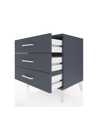 Hyperion Komodin 3 Çekmeceli 60x44x64 Antrasit-antrasit Antrasit
