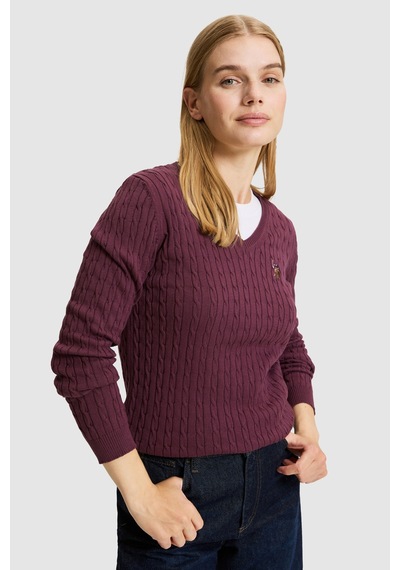 U.S. Polo Assn. Kadın Bordo Basic Kazak 50327575-vr180 Dark Plum