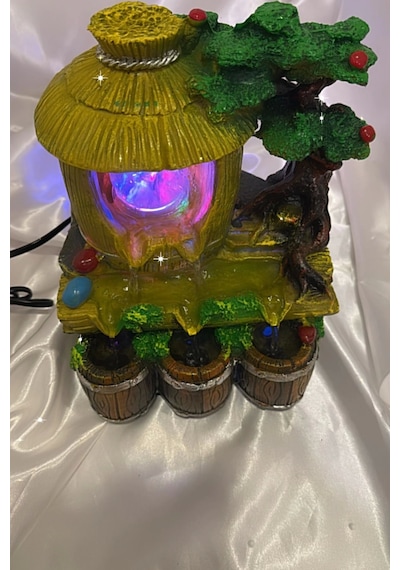 Su Şelalesi Doğa Kulube Feng Shui Akan Su Objesi Led Işık Lı