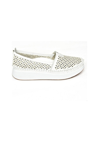 Fox Shoes S540011503 Beyaz Hakiki Deri Kadın Ayakkabı Beyaz