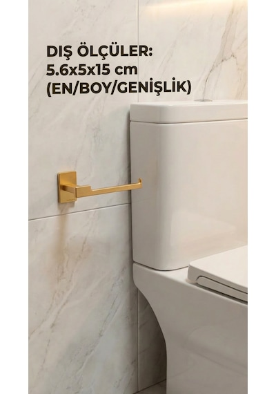 Premium Gold Alüminyum Banyo Ve Tuvalet Kağıtlığı Yapışkanlı Altın