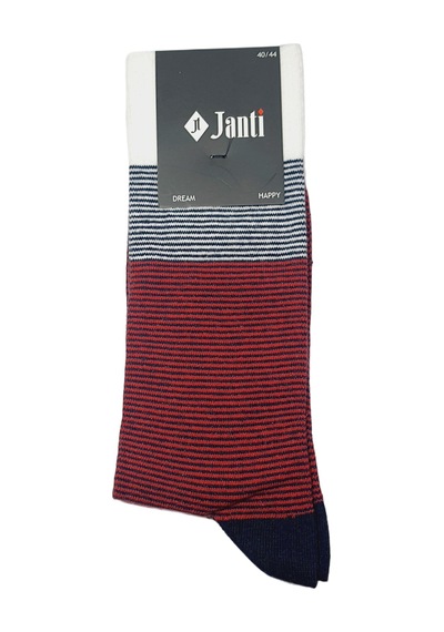 Jtaw25crp1660 Pamuk Elastan 1.kalite Soket 40-44 Beden Kırmızı Lacivert Beyaz Marin Renkler İnce Çizgili Janti Çorap Çok Renkli