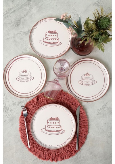Keramika Pink Cake Nordic Pasta Tabağı 22 Cm 4 Adet 22965-66 Çok Renkli