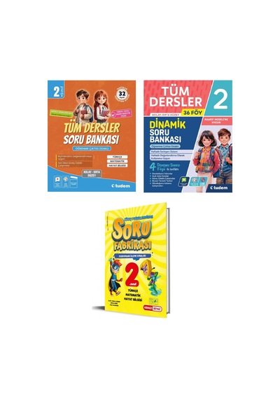 Kırmızı Beyaz Tudem 2. Sınıf Tüm Dersler Soru Bankası Seti 3 Kitap