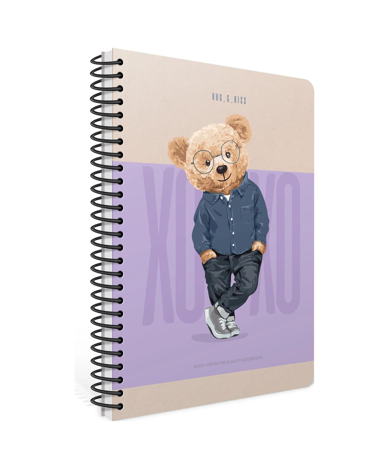 Xoxo 17x24 Spiralli Çizgili Sert Kapak Defter 120 Yaprak Mor
