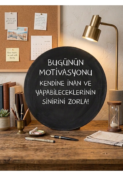 30 Cm Yuvarlak Kara Tahta Ve Yazı Tahtası Siyah
