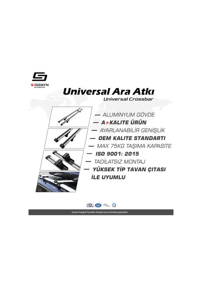 S-dizayn Universal Standart Model Ara Atkı 120 Cm