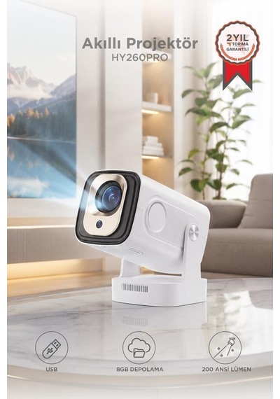 Premium Oyun Aleti Akıllı Alet Eğlence Projeksiyon Cihazı Hy260 Pro Mini Beyaz