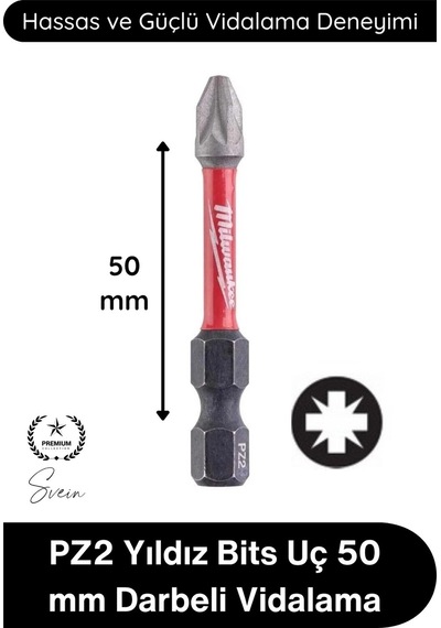 Vidalama Pz2 Yıldız Bits Uç 50 Mm Darbeli Vidalama Tornavida Aksesuarı Profesyonel Çelik Şok Emici