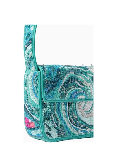 Staud Tommy Beaded Bag, Boncuk Işlemeli Omuz Çantası, Şık Ve Fonksiyonel El Çantası Turkuaz