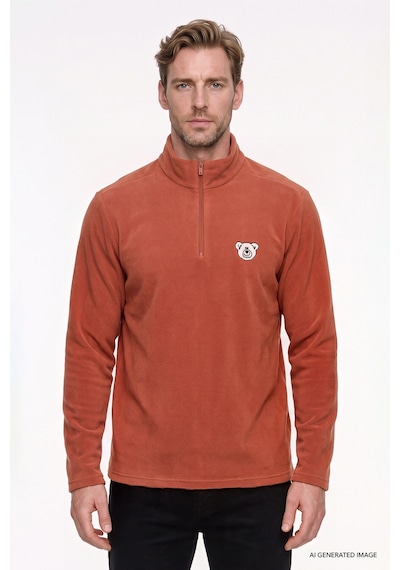 Ac&Co / Altınyıldız Classics Erkek Acıkahve Anti-pilling Tüylenme Yapmayan Soğuk Geçirmez Standart Fit Bato Yaka Sweatshirt Polar
