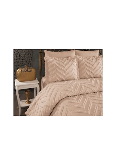 Luxury Wave Desenli %100 Pamuk Şönil Çift Kişilik Yatak Örtüsü Takımı 3 Parça - 240 X 260 Kutulu Çok Renkli