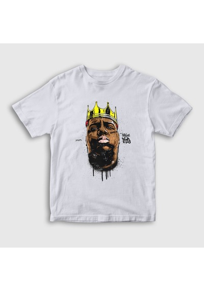 Presmono Unisex Çocuk Crown The Notorious Bıg T-shirt Beyaz