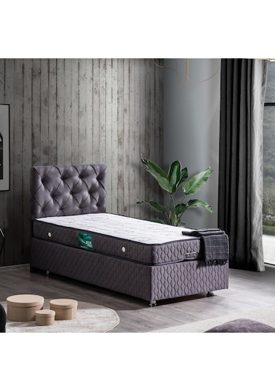 Setaymobilya Baza, Vita Antrasit Tek Kişilik Baza + Başlık + Comfort Yatak