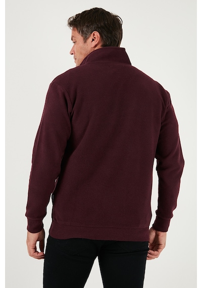 Buratti Pamuklu Regular Fit Yarım Fermuarlı Dik Yaka Erkek Kazak 456112 Mürdüm
