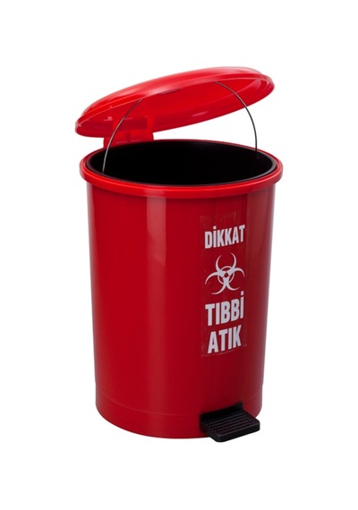 Safell Tıbbi Atık Çöp Kovası Pedallı 40 Lt - Tıbbi Atık Kovası Kırmızı N11.9598