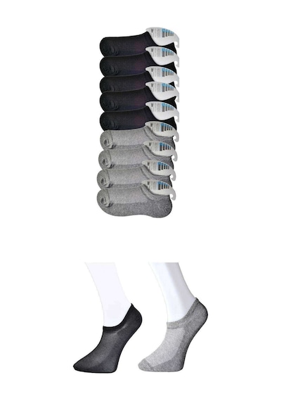 Siyah ve Gri Erkek Görünmez Çorap 9 çift Siyah