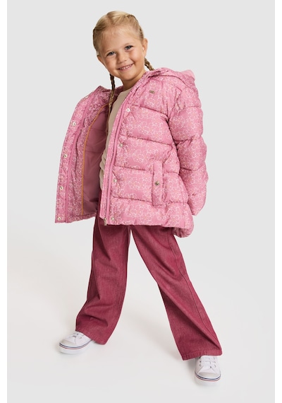 U.S. Polo Assn. Kız Çocuk Pembe Kapüşonlu Fermuarlı Çiçek Desenli Mont 50328729-vr167 Koyu Pembe