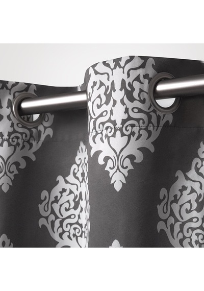 Özel Ev Madalyon Oda Karartma Halkası Üst Perde Paneli Çifti, 132 Cm X 274 Cm, Siyah İnci