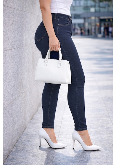 Cedy Denim Slim Fit Jean Büyük Beden Yüksek Bel Dar Kesim Esnek Kot Pantolon C597 Lacivert