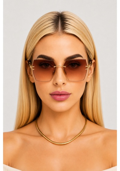 Yeni Sezon Kadın Güneş Gözlüğü Kare Kristal Kesim Uv400 Korumalı Çok Renkli 84407588