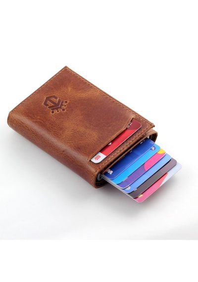 Ancora Leather Hakiki Deri Crazy Mekanizmalı Erkek Cüzdanı Taba
