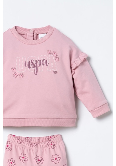 U.S. Polo Assn. Nakışlı Kız Bebek Pembe Uzun Kol Pijama Takım Usb3250-c-v1 Usb3250-c-v1