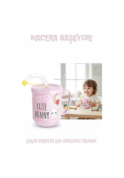 Mey İthalat Premium Pipetli Çocuk Bardağı 350 Ml -alıştırma Bardağı Ve Suluk Çok Renkli
