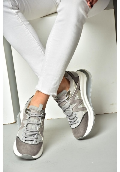 Fox Shoes S973113002 Gri Süet Kadın Spor Ayakkabı Sneakers Gri