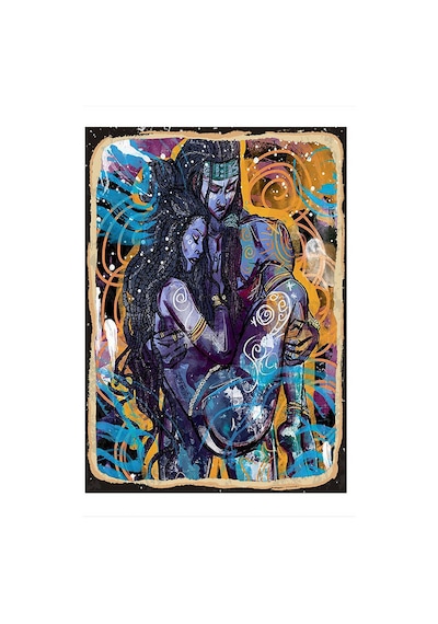Bedeko Dövmeli Çift Art Mdf Poster 35 Cm X 50 Cm