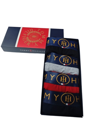 Tommy Hilfiger Erkek Boxer 4"lü Set Comfortfit Bordo - Lacivert - Gri Melanj