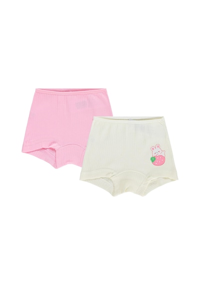 Civil Girls Çilek Ribana 2-10 Yaş Kız Çocuk 2'li Boxer - Standart