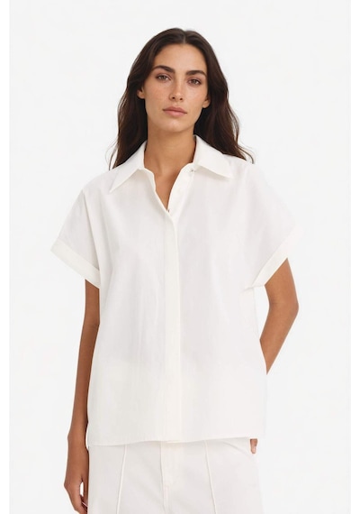 Defacto Regular Fit Gömlek Yaka Poplin Kısa Kollu Gömlek F9141ax25wnwt34 Beyaz