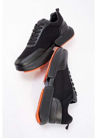 Erkek Yüksek Taban Bağcıklı Deri Comfort Sneaker Mc 20276 Siyah Null Siyah