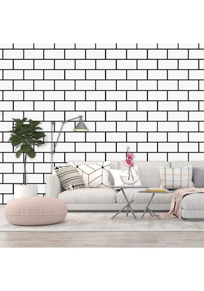 6 Adet 60x30cm Beyaz Tuğla Desen Yapışkanlı Karavan Prefabrik Banyo Wc Duvar Paneli Shiny-19