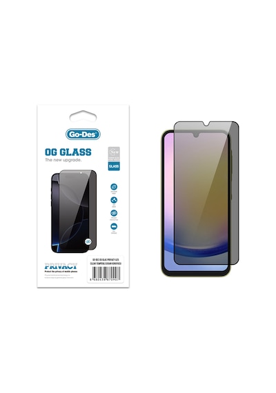 Galaxy A25 Uyumlu Go Des Og Glass Privacy Antistatik Temperli Cam Ekran Koruyucu Siyah
