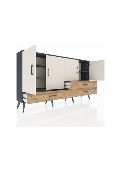 Arges Konsol 5 Raflı 3 Çekmeceli 4 Kapaklı 176x30x99 Antrasit-ayt Antrasit-aytaşı/çam Arges Konsol 5 Raflı 3 Çekmeceli 4 Kapaklı 176x30x99 Antrasit-ayt Antrasit-aytaşı/çam