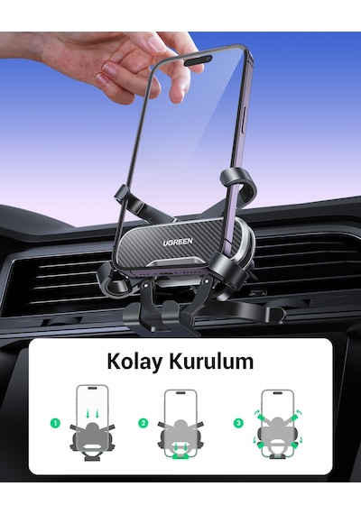 Ugreen Araç İçi Kancalı Telefon Tutucu, Siyah, 80871