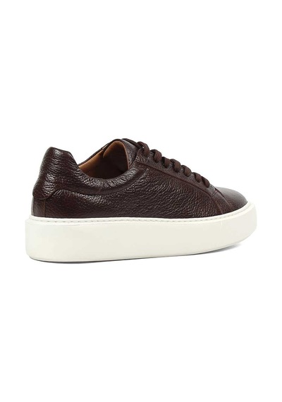 Erkek Kahverengi Kalın Tabanlı Deri Sneaker