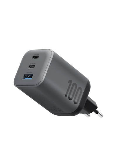 Energea Ampcharge Mini 100 2 Adet 100w Type-c Ve 1 Adet 30w Usb Çıkışlı Pd Pps Qc 3.0 Gan Hızlı Şarj Aleti - Siyah