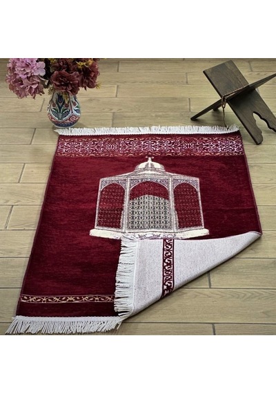 Makam-ı İbrahim Lüks Şönil Seccade Bordo 70x125 Cm-240 Gr Çok Renkli
