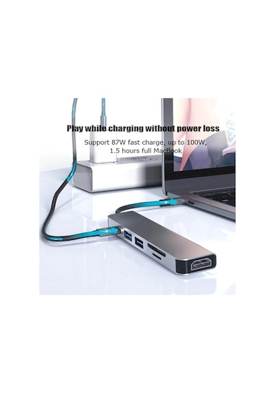 Daytona CH-13C Apple Uyumlu MacBook Type-C to USB 3.0 SD TF 4K HD 1080P HDMI PD Kart Okuyucu Çevirici Hub Adaptör
