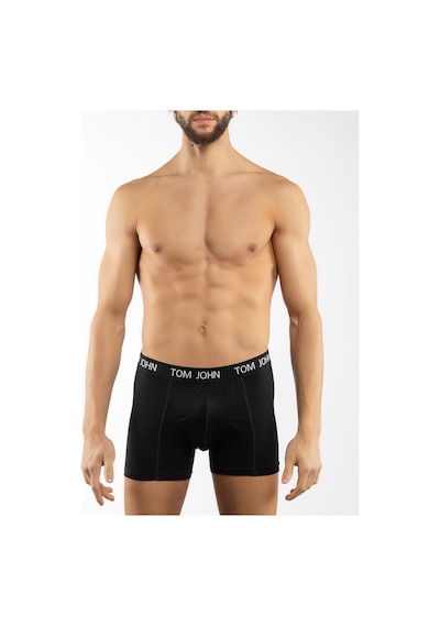 Tom John Erkek Boxer 5 Li Paket Likralı Siyah