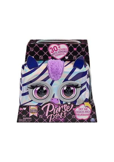 Spinmaster Purse Pets Fransız Bulldog Etkileşimli Göz Parlayan Hayvan Figürlü Çanta Zebra Mor 6065582