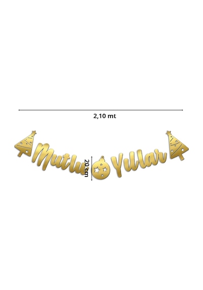 Mutlu Yıllar, Metalik Altın Banner - 2.10 Mt