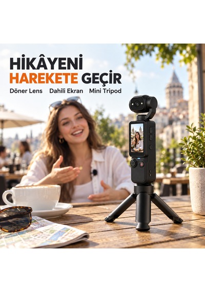 Q8 4k Ultra Hd Döner Lensli Cep Kamerası 2.0 İnç Ekranlı Taşınabilir Vlog Kamera-1759