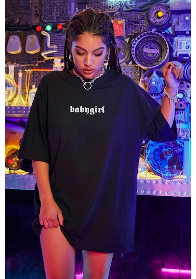 Unisex Babygirl Baskılı Tasarım Tshirt Siyah