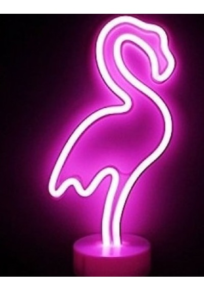 Neon Işıklı Flamingo Masa Gece Lambası Çok Renkli